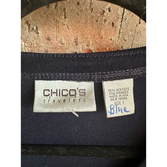 Chico's Travelers Women's Blue Solid Stretch Button Front V-Neck Cardigan Size 1 - Picture 4 of 4